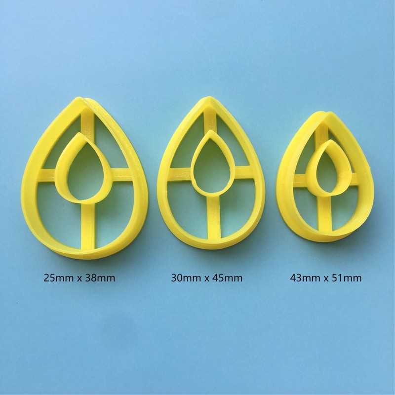 Set of 3 Tear Drop Donut Polymer Clay Cutters