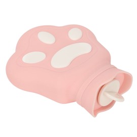 Hot Water Bag Silicone Hot Compress Portable Cartoon Bear Paw Leakproof Microwave Heating Hot Water Bottle 450ml Pink