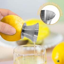 18/8 Stainless Steel Manual Lemon Juicer Squeezer, Easy Squeeze Small Hand Juicer and Reamer, Hand Citrus Juicer and Lemon Pourer, Screw Limes squeezer, Dishwasher Safe (1)