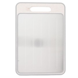 4 in 1 Defrosting Tray Cutting Board, Double Sided Chopping Board Thawing Plate with Sharpener for Defrost and Thaw Meat and Food 12.3x8.3in (Khaki)