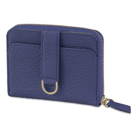 Vaultskin BELGRAVIA Women's Small Zippered Leather Wallet, Luxury RFID-Blocking Mini Purse for Cash and Cards in Matt Blue