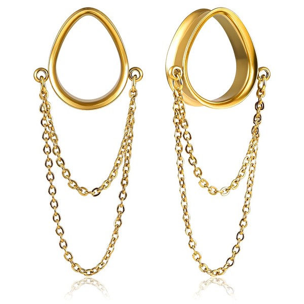 Vankula Ear Tunnel with Pendant 1 Pair Double Flared Flesh
