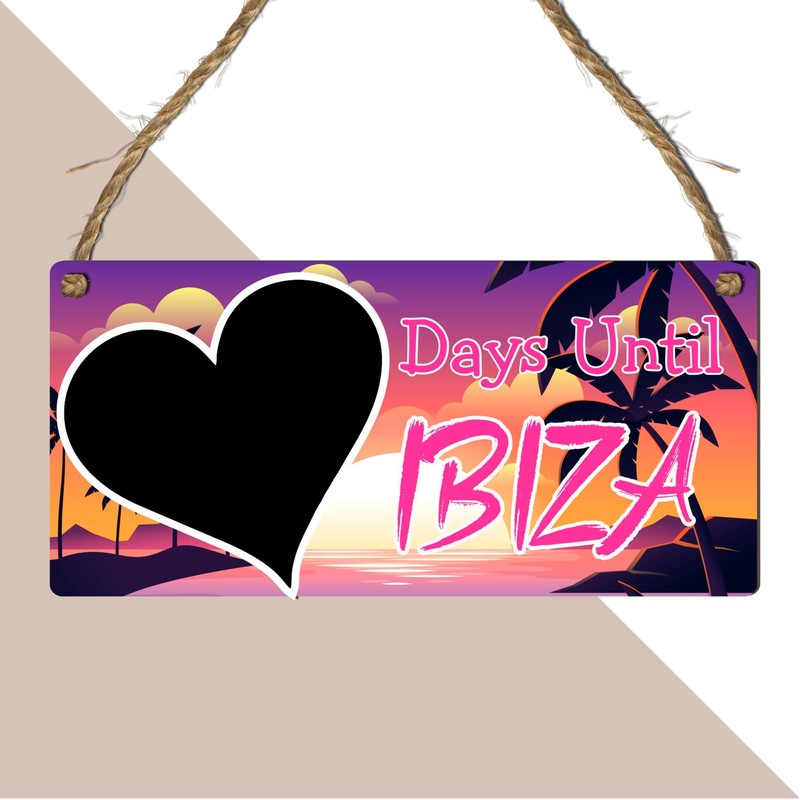 Days Until Ibiza Holiday Countdown Chalkboard Plaque – Vibrant Sunset