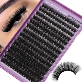 FOINEMYED Fluffy Lash Clusters 100D Thick Lash Clusters 12-22mm Long Volume Individual Lashes Fluffy Eyelash Extension D Curl Faux Mink Lashes Extensions DIY Lash Extension for Beginners