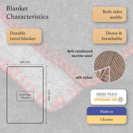 LYHome Travel Blanket - Extra Warm Picnic Throw, Bed Camping Outdoor Wool Blankets, Cozy Soft Throws, Military Army and Garden Outside Use (51x67 in | 130x170 cm | Gray - Dark Gray Double-sided)