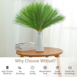 Wttisel 30pcs 22" Green Pampas Grass - Faux Pampas Grass Decor Artificial Pampas Grass for Tabke Vase Fluffy Artificial Pampas Grass for Boho Home Wedding Mothers Day Decoration
