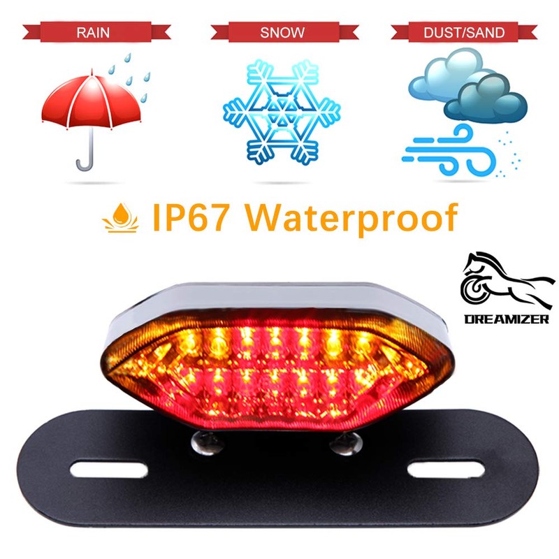 DREAMIZER Motorrad LED Rücklichter, 12V Motorrad Rückseite Licht Brechen Blinker