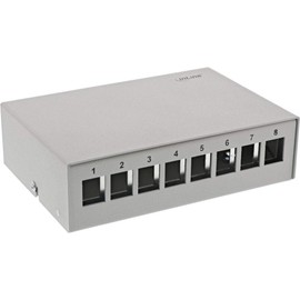 InLine® Surface-Mounted Patch Panel Socket for 8X Keystone RJ45 Metal Light Grey RAL7035