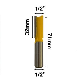 Rennie Tools - 3pcs 1/2" Cutting Diameter x 1/2" Shank x 32mm / 50mm / 76mm Flute Extra Long TCT Tipped 2 Flute Straight Router Kitchen Worktop Cutter Bit. Compatible With Makita Bosch Dewalt Router