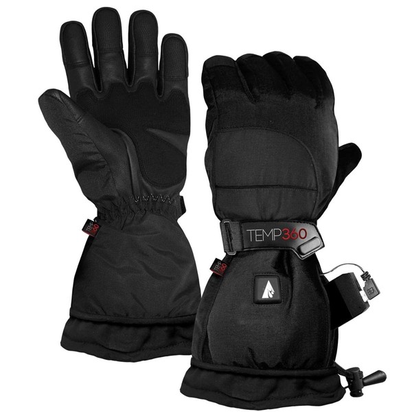 Temp360 Men's 5V Heated Snow Gloves Black (M)