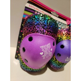little miss MAGIC Sequin Knee & Elbow Pads Set Hardshell Hook Loop Adjustable Straps 8+
