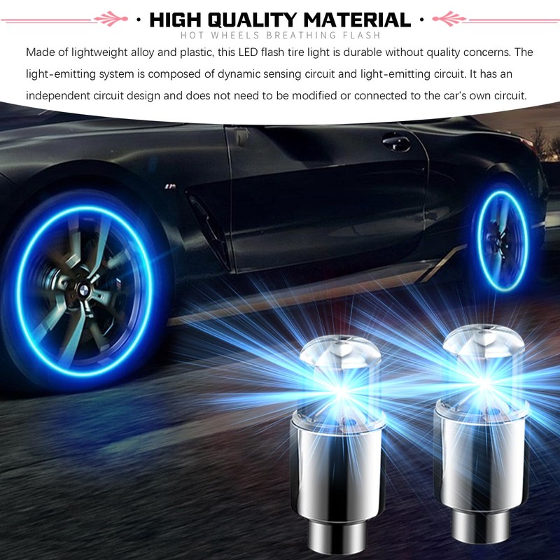Fluher 6 PCS Car Tire Valve Light, Cool Modified Night