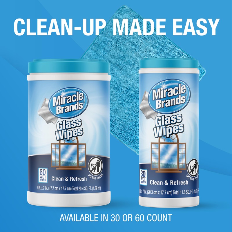 MiracleWipes for Glass, Disposable and Streak Free Cleaning Wipes for