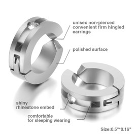 Oidea 8pcs Assorted Color Stainless Steel Mens Womens Clip On Earrings Hoop Huggie Non-Piercing Hypoallergenic