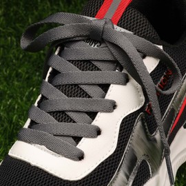 Puzeam 2 Pairs Premium Shoelaces Flat Tear-Resistant Shoe Laces 8 mm Wide Replacement Shoelaces for Trainers, Trainers, Sports Shoes - Dark Grey 100