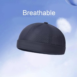 YAMEE Docker Cap Men's Summer Mesh Lightweight Breathable Sailor Hat Unisex Waterproof Docker Hat Men's Soft Adjustable Beanie Hat Men's Casual Brimless Hats Stylish Harbour Hat, darkblue, Unit size