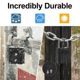 KEYLESSLIFE Outdoor Keyed Padlock, Fingerprints Padlock, Waterproof Shockproof App User Management Keyed Heavy Duty Gates, Cabint, Fence Support iOS Watch