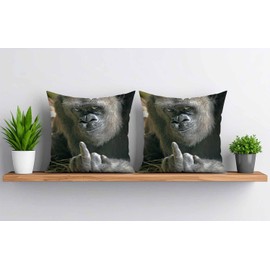 Set of 2 Pack Cushion Covers Soft Short Plush Funny Gorilla Throw Pillow Cover Home Pillow Case Pillowcases for Tent Park Bed Sofa Chair Bedroom Decorative Balcony 45x45cm 18x18inch