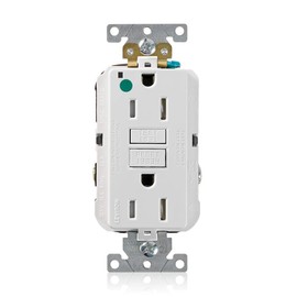 Leviton 15A-125V Extra-Heavy Duty Hospital Grade Tamper-Resistant Duplex Self-Test GFCI Receptacle, 15-Amp, GFTR1-HGW, White