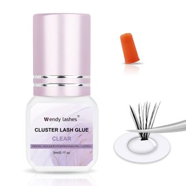 Cluster Lash Glue Clear Sensitive Lash Extension Glue Mild Fast Drying Waterproof Individual Eye Lash Glue DIY Lash Extension Glue Strong Hold Eyelash Glue For Lash Extensions(5ML)