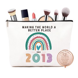 Inspirierender Taschenspiegel zum 12. Geburtstag, kleine Bleistifttasche, Kulturbeutel, Kosmetiktasche, einzigartiges Geschenk zum 12. Geburtstag für Freundin, Schwester, Bestie (Pinsel nicht im