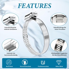 Schlauchschellen edelstahl 10 Stück 8-12mm Einstellbare 304 Rostfreie Rohrschelle Schlauchklemme für Haus Gas Rohr, Wasser Rohr, Tank, Schlauchschelle Waschmaschine
