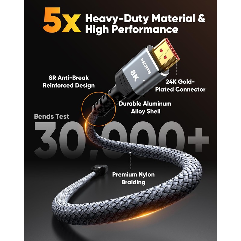 8K HDMI Cable 7.5M, HDMI 2.1 Cable, HDMI 4K 120Hz,