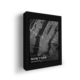 New York Map Canvas Wall Art by Mavis Print- 12x16 inches Map Wall Decor | UV & Water Resistant HD Printed & Wooden framed wall art | Modern Wall Decor for Gift | Made in USA