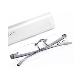 LUFF Rimless Reading Glasses for Men Women, Lightweight Flexible TR90 Reader Comfort to Wear,HD Frameless Presbyopic Glasses(1.5X)