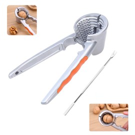 Duoduole 1 PCS Nut Cracker Sturdy Pecan Nutcracker Nut Cracker Tool Stainless Steel Heavy Duty Walnut Crackers Tool Nutcrackers Opener Tool with 1 PCS Forks for Walnuts, Hazelnuts and Other Nuts