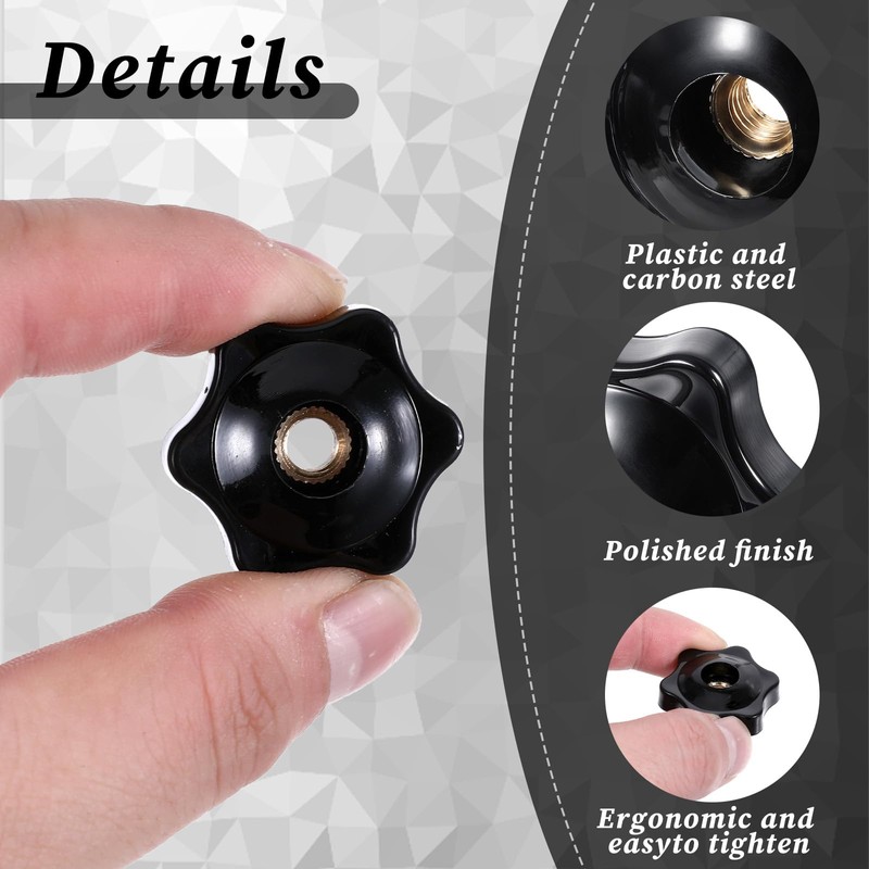 Pack of 8 Star Grip Nuts M6, Star Nuts, Star