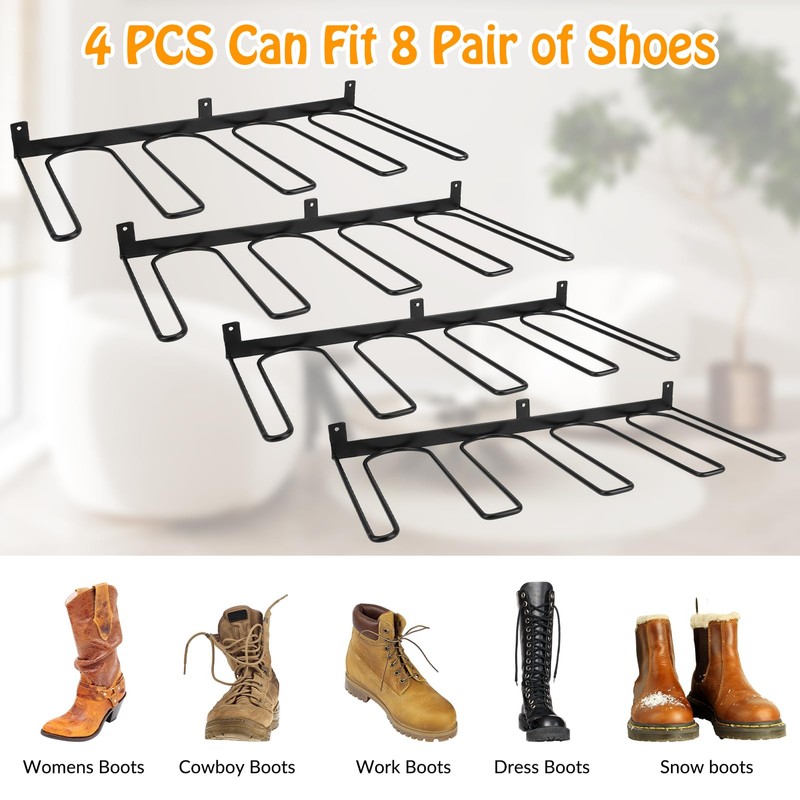 XLSXEXCL 4 Pack Boot Rack Wader Hangers Wall Mount Holds