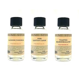 Fragrance Oil Set 3-Pk 1oz Each for Making Soaps, Candles, Bath Bombs, Lotions, Room Sprays, Colognes (Oriental Fruity, Lavender Chamomile, Pink Cotton Candy, Toasted Marshmallow)