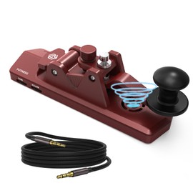 Mini CW Key Morse Radio HAM Big Double Paddle Morse Code Key Aluminum Alloy Body with Speaker Base Red