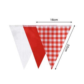 20m 52pcs Red White Plaid Pennant Bunting,16×22cm Polyester Fabric Reusable Triangle Flags Banner for Indoor Outdoor Birthday Kid Party Decorations