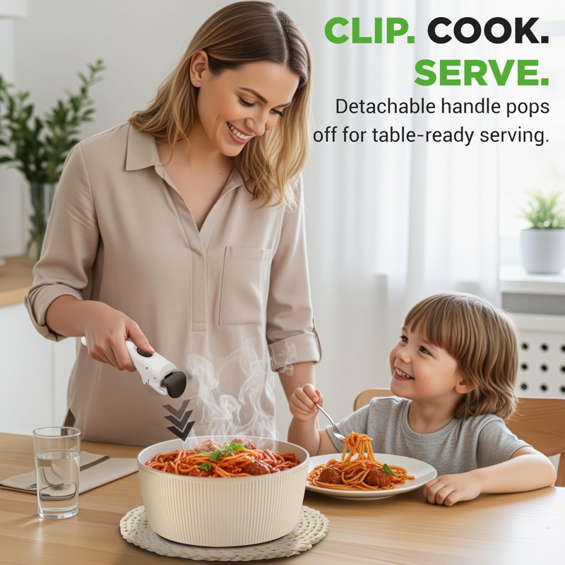 NutriChef 18-Piece Ceramic Cookware Set with Detachable Handles, Non Stick
