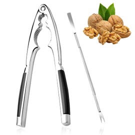 thirei Nutcracker walnuts, zinc die-cast stainless steel with walnut needles, multifunctional nut opener with non-slip handle