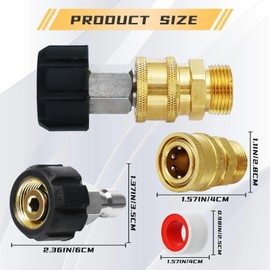 Gallipower Quick Connect Hose Fittings,Pressure Washer Adapter Accessories,Pressure Washer Quick Connect Kit,Hose Quick Connect Fittings Adapter Set, 3/8 Inch Quick-Connect x M22-15mm Connections