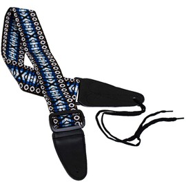 Performance Plus GS3-BL Guitar Strap, Woven Tapestry Hootenanny Pattern Midnight Sky Blue Includes Ties for Acoustic Guitars