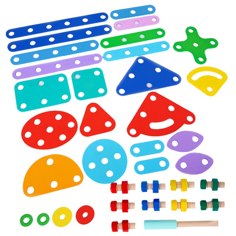 Kids Nut Combination Wooden Toy Building Tool Set for Interactive