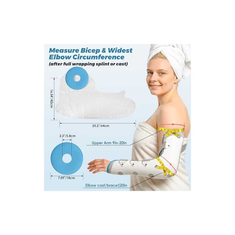 Waterproof Cast Covers for Shower Arm Adult, Reusable Full Arm