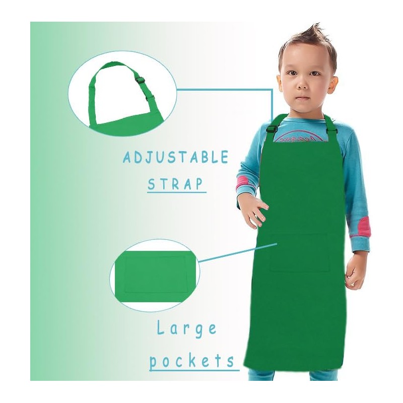 H.BETTER Kid Apron Adjustable Strap with 2 Pockets Painting Cooking