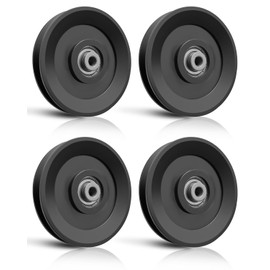 NTSUMI 4.5" / 115mm Nylon Bearing Pulley Wheel, Universal Cable Pulley Wheel 360° Traction for Cable Machine Weight Gym Home Garage Door Pulley System, 4 Pack