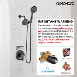 gotonovo Dual 2 in 1 Shower Head Kit High Pressure Combo System Shower Faucet 6 Modes ABS Handheld Spray Shower Trim Kit with Valve Shower Head and Handle Set Oil Rubbed Bronze
