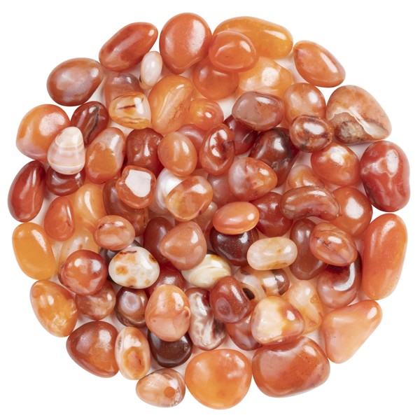 Crocon 1 Pound Carnelian Tumbled Stones and Crystals 2000+ Carat Natural Crystal Set for Reiki Healing Polished Crystal Tumbled Stones Chakra Balancing Home Decoration Size:20-25mm