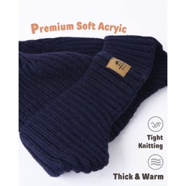Gorro de invierno con forro polar para bebé, con solapas para las orejas, gorro cálido para niños y niñas, Azul Marino, 6-24 Meses