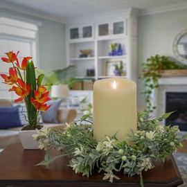 National Tree Company Artificial Wreath Decoration, Green, Woven Branch Base, Decorated with Mixed Flower Blooms, Flowing Green Stems, Spring Collection, 14 Inches