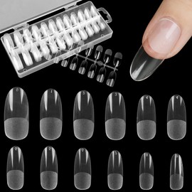 Fingooo Nail Tips, Clear, 240 Pieces, Long, Ultra Thin, Clear, Length Extracted, Medium, False Nails, Natural Fit, Tightness (Round, L)