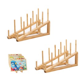 2 Pcs Wooden Puzzle Storage Rack,Jigsaw Puzzle Holder Rack for Puzzle Easel Board,Puzzle Storage Rack Organizer Shelf for Adults Craft Collection Lovers