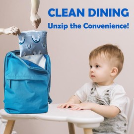 Coverall Baby Feeding Bib Overall Long Sleeve Toddlers Baby Weaning Bib For Infant Toddler 6-36 Months(Blue Rainbow)